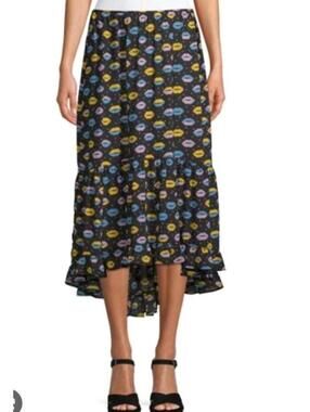 NWT Sui Anna Sui Love And Kisses Lips Skirt Maxi Boho SZ S